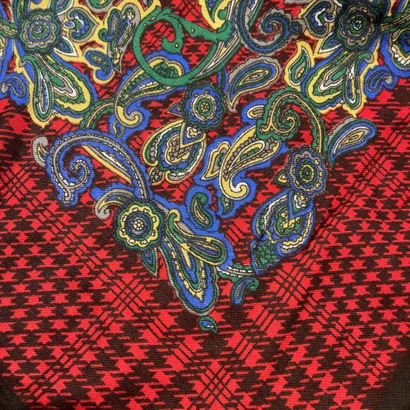 Glentex Accessories - Glentex Acrylic 30” X 30” Red & Black Plaid WithPaisley 1970’s Japan-Vgt